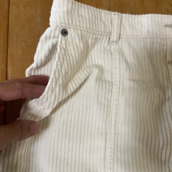 NEW Abercrombie & Fitch Mini Skirt SMALL Ivory Corduroy Button Front Pockets - Picture 2 of 8
